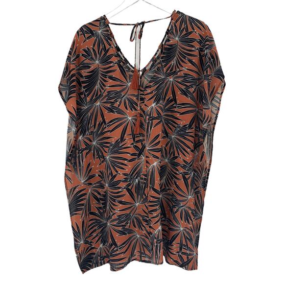 2/$30 FORTUNE Swimwear Cover Up One Size Luisa Looped Front Palm Deep Sienna - Picture 7 of 8